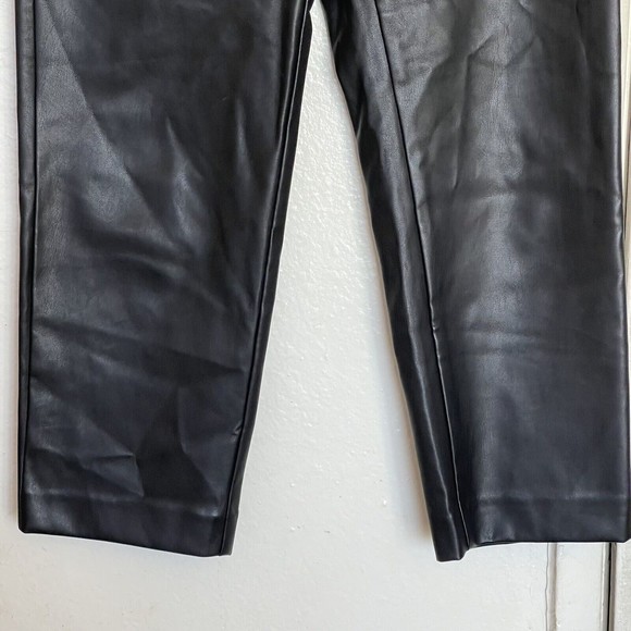 Ann Taylor Pants Size 4 Petite Imitation Leather High Waist Punkcore Rock Edgy - Picture 5 of 13